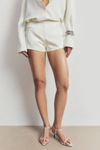 Tailored Satin Micro Shorts - White