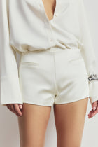 Tailored Satin Micro Shorts - White