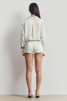 Tailored Satin Micro Shorts - White