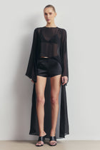 Tailored Satin Micro Shorts - Black