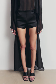 Tailored Satin Micro Shorts - Black