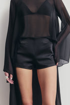 Tailored Satin Micro Shorts - Black