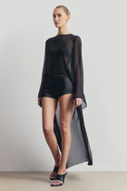 Tailored Satin Micro Shorts - Black