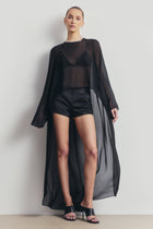 Tailored Satin Micro Shorts - Black