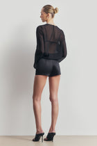 Tailored Satin Micro Shorts - Black