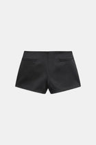 Tailored Satin Micro Shorts - Black
