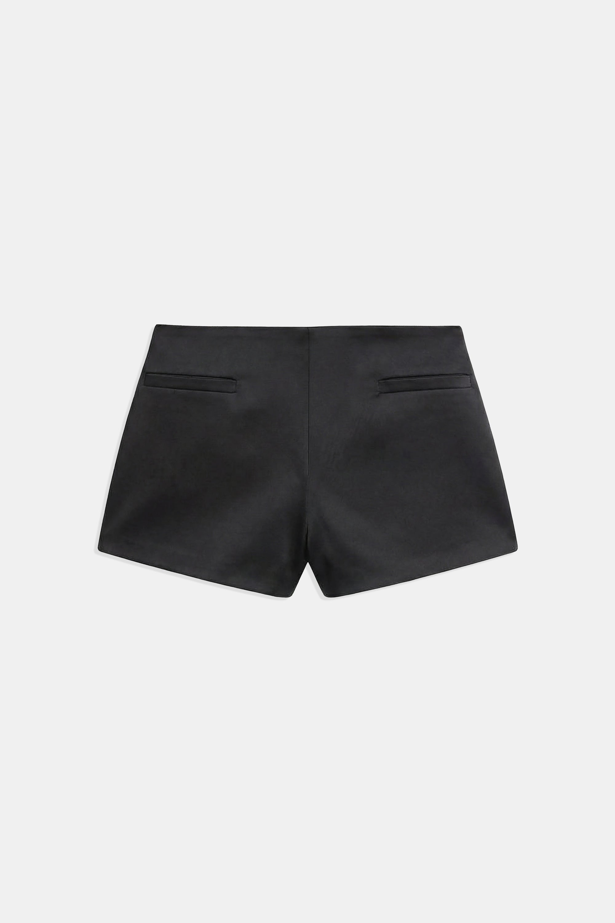 Tailored Satin Micro Shorts - Black
