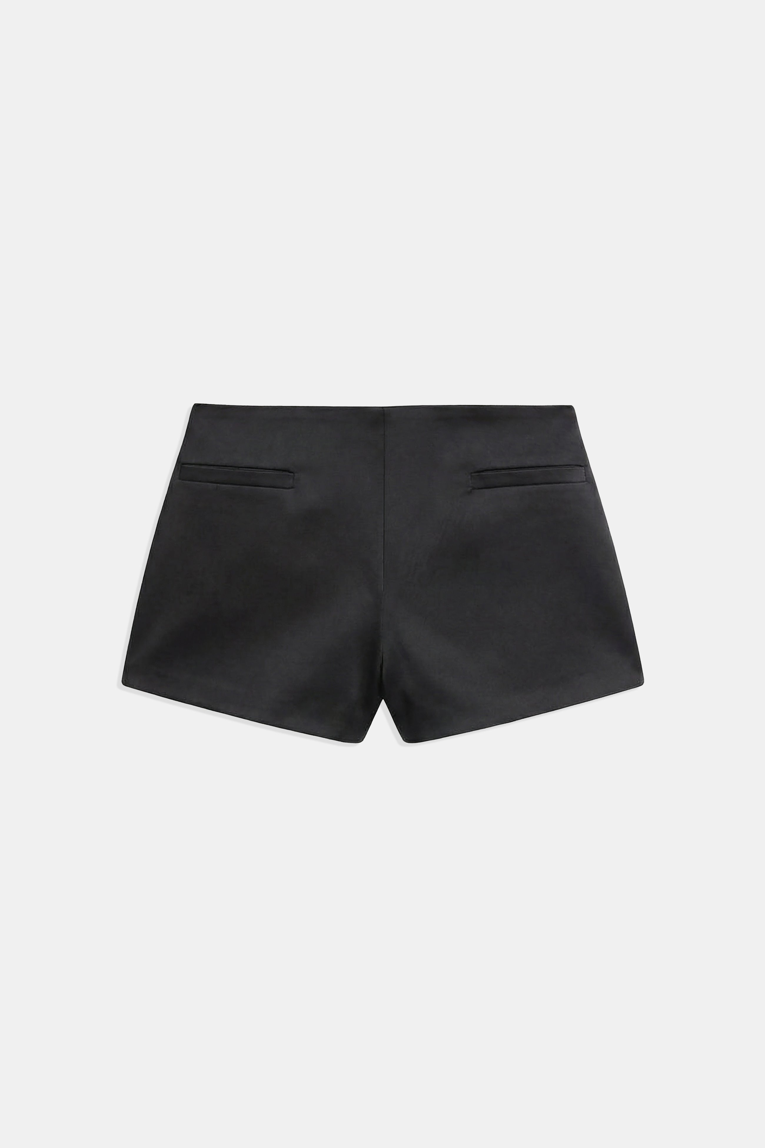 Tailored Satin Micro Shorts - Black