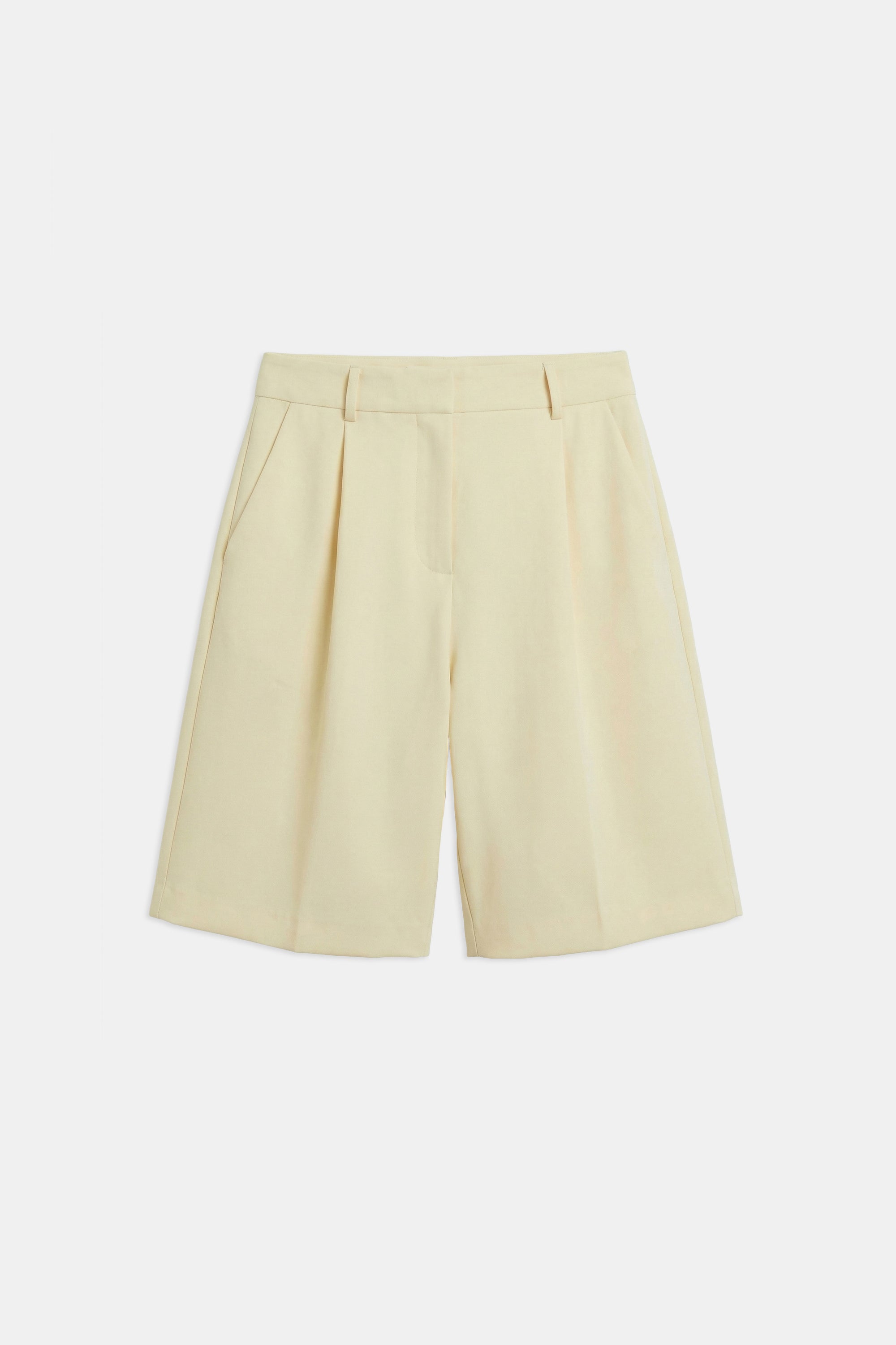 Tailored Dropped Waist Longline Shorts - Buttermilk