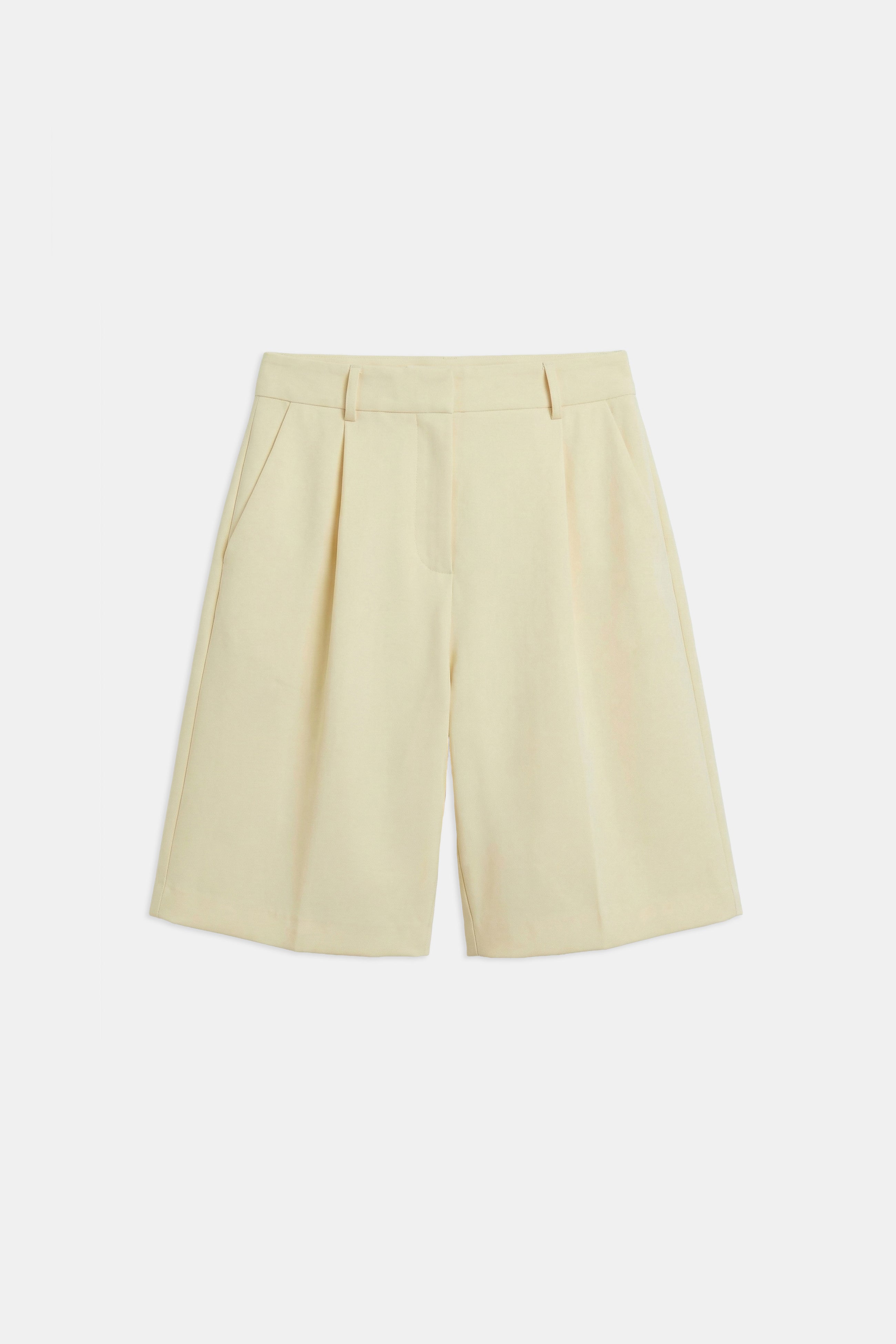 Tailored Dropped Waist Longline Shorts - Buttermilk