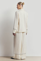 Shawl Collar Jacquard Blazer with Scarf - Cream