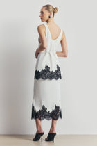 Lace Hem Scoop Neck Longline Top - White