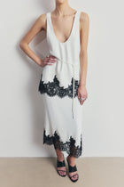 Lace Hem Scoop Neck Longline Top - White