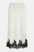 Lace Hem Column Maxi Skirt - White