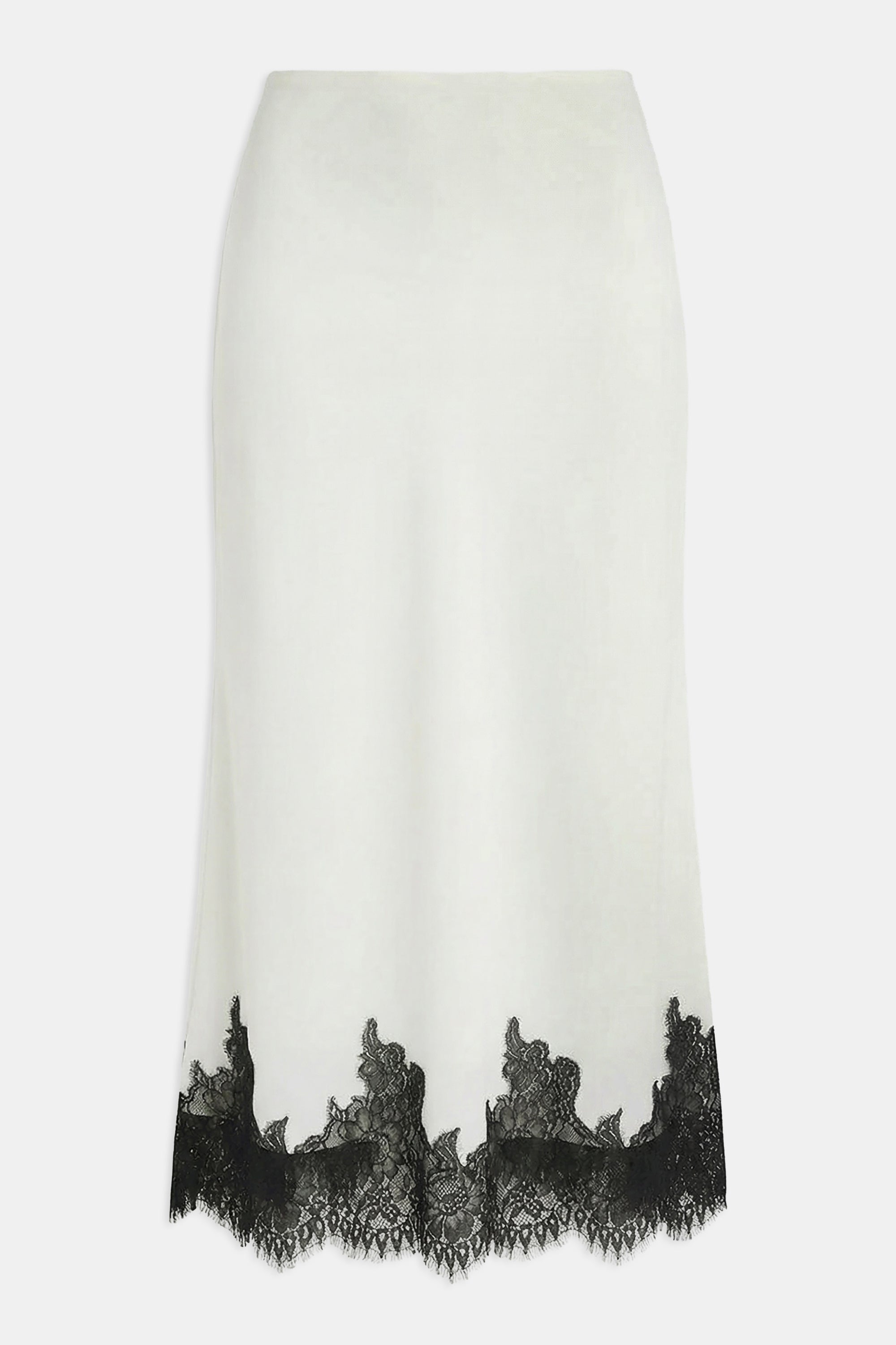 Lace Hem Column Maxi Skirt - White