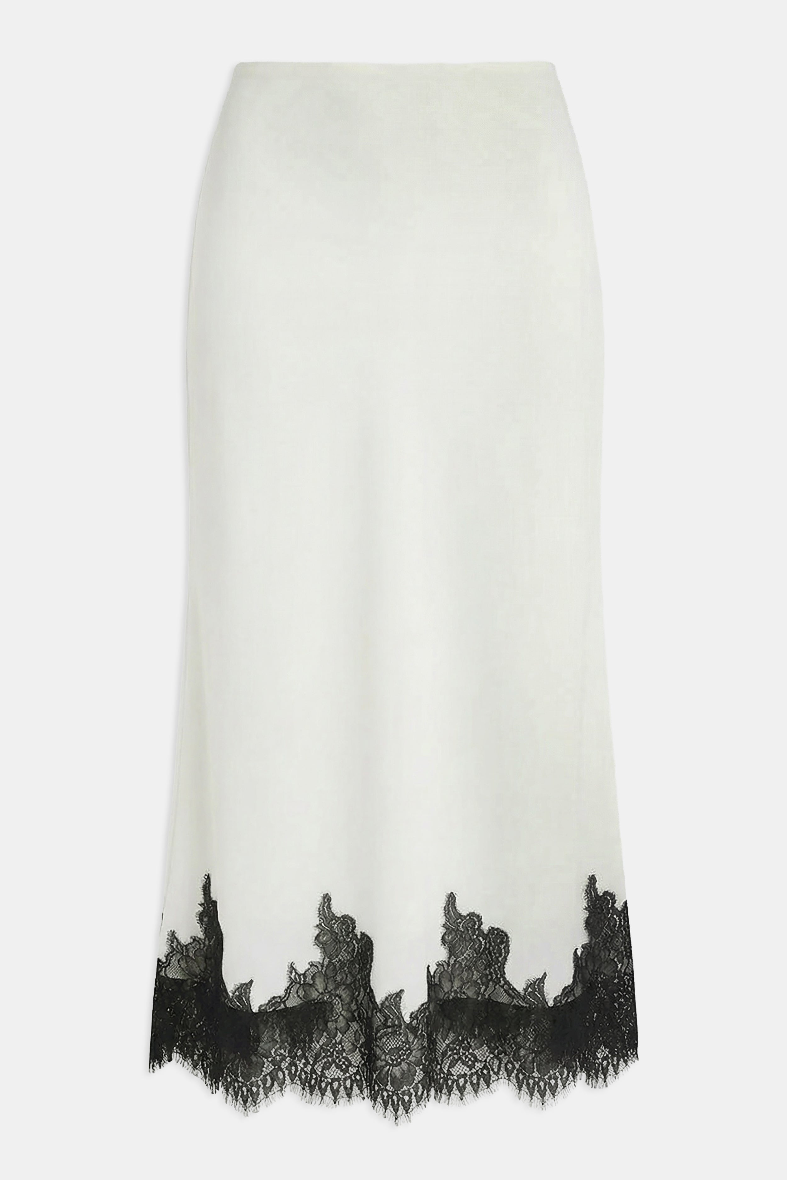 Lace Hem Column Maxi Skirt - White