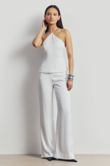 Tailored Satin Wide Leg Trousers - White
