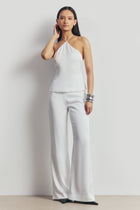 Tailored Satin Halterneck Top - White