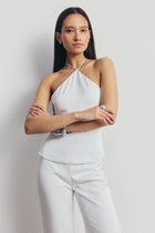 Tailored Satin Halterneck Top - White