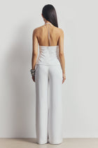 Tailored Satin Wide Leg Trousers - White
