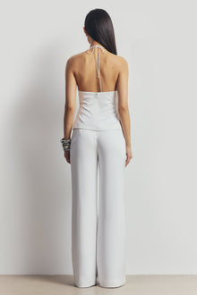 Tailored Satin Wide Leg Trousers - White