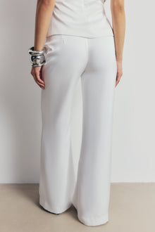 Tailored Satin Wide Leg Trousers - White