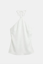 Tailored Satin Halterneck Top - White