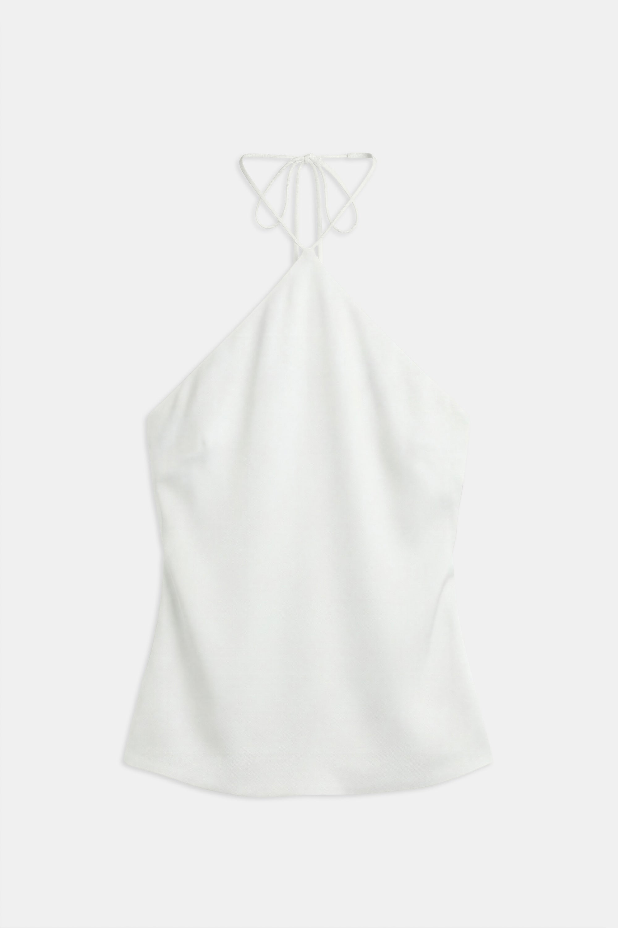 Tailored Satin Halterneck Top - White