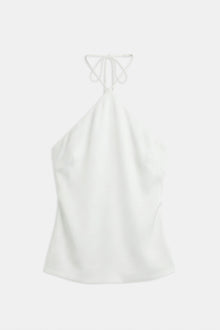 Tailored Satin Halterneck Top - White