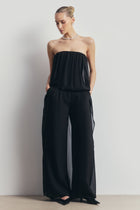 Strapless Chiffon Layered Corset Top - Black