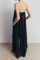 Strapless Chiffon Layered Corset Top - Black