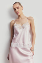 Satin Lace Detail Camisole - Blush/White