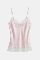 Satin Lace Detail Camisole - Blush/White