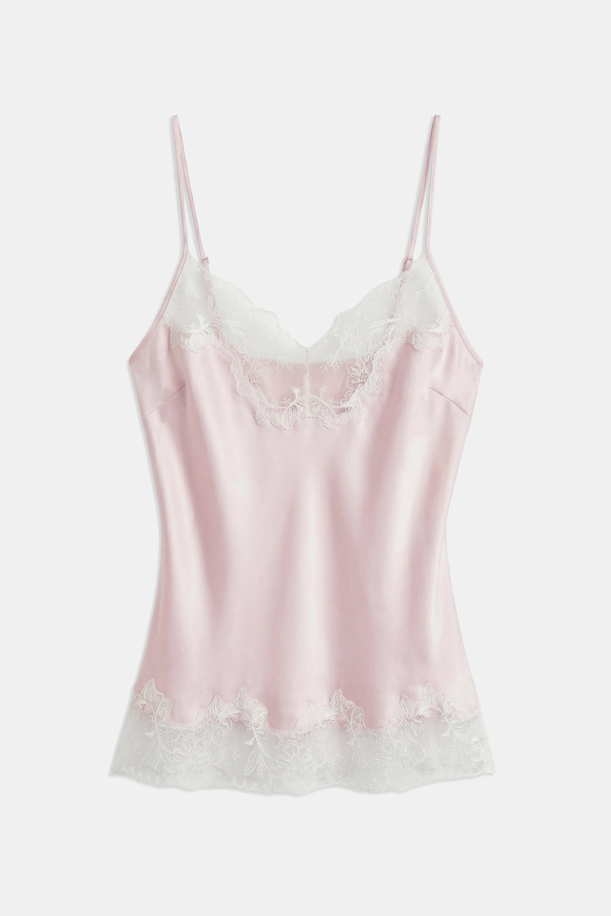 Satin Lace Detail Camisole - Blush/White