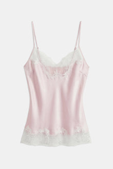 Satin Lace Detail Camisole - Blush/White