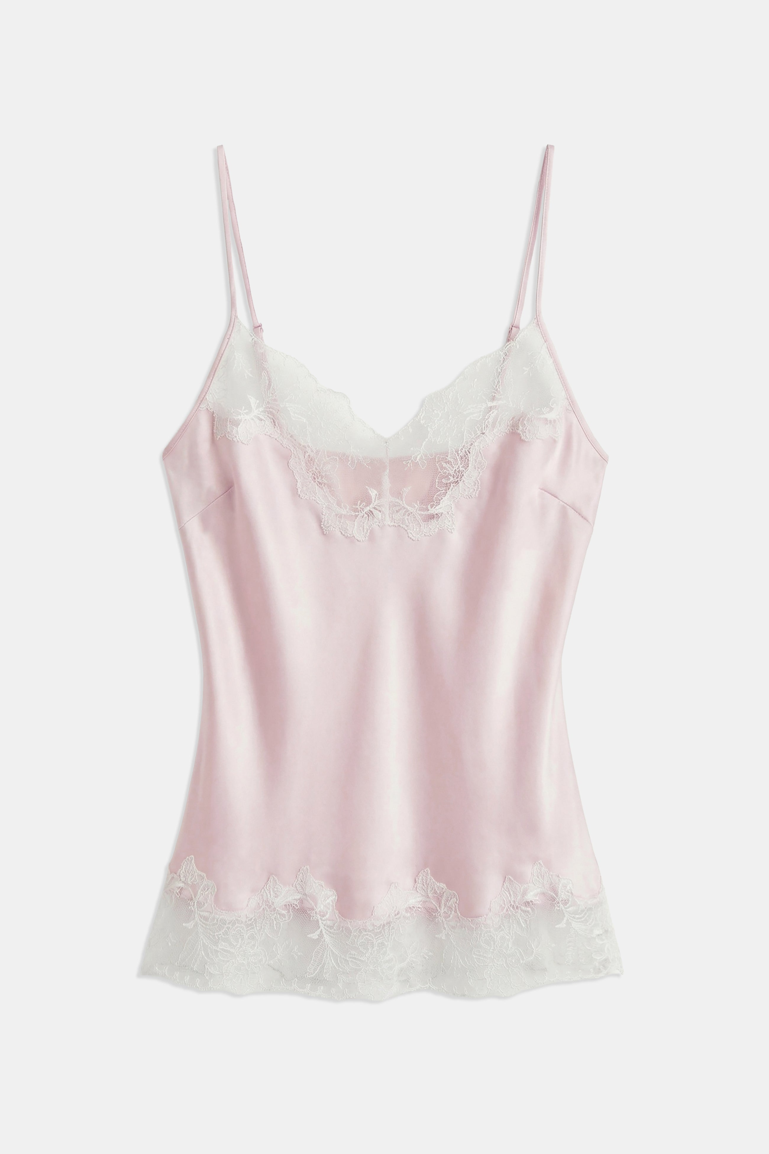 Satin Lace Detail Camisole - Blush/White
