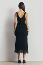 Lace Hem Scoop Neck Longline Top - Black