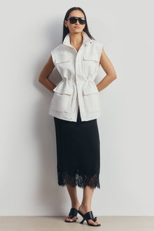 Lace Hem Column Maxi Skirt - Black