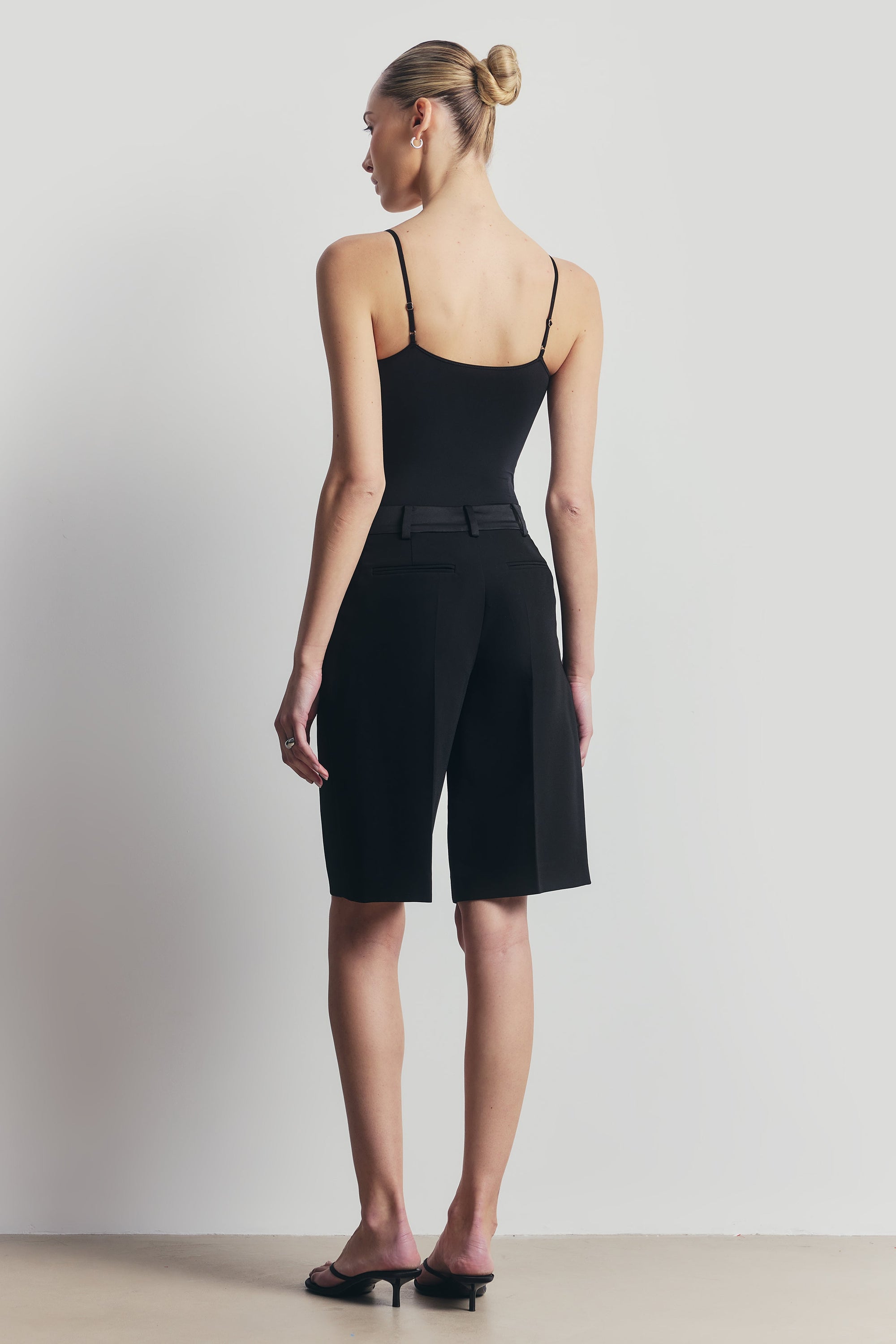 Semi Sheer Camisole Bodysuit - Black