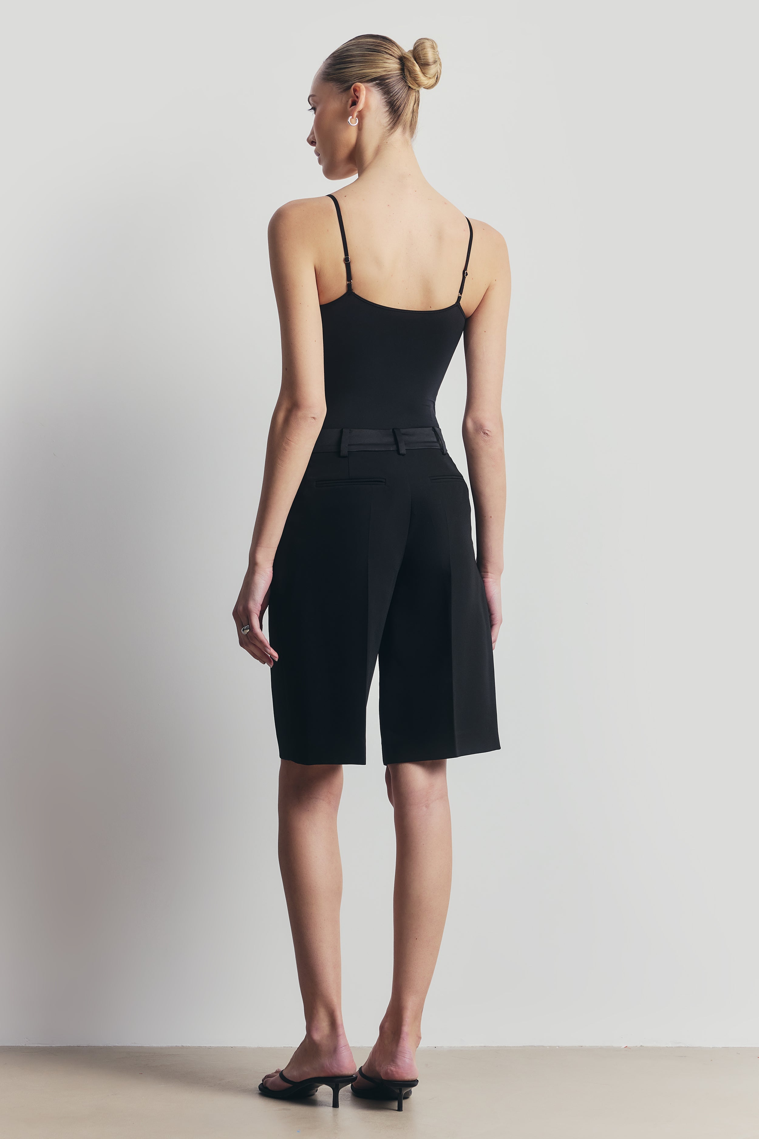 Semi Sheer Camisole Bodysuit - Black