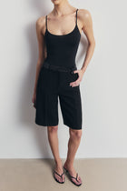 Semi Sheer Camisole Bodysuit - Black