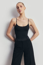Semi Sheer Camisole Bodysuit - Black