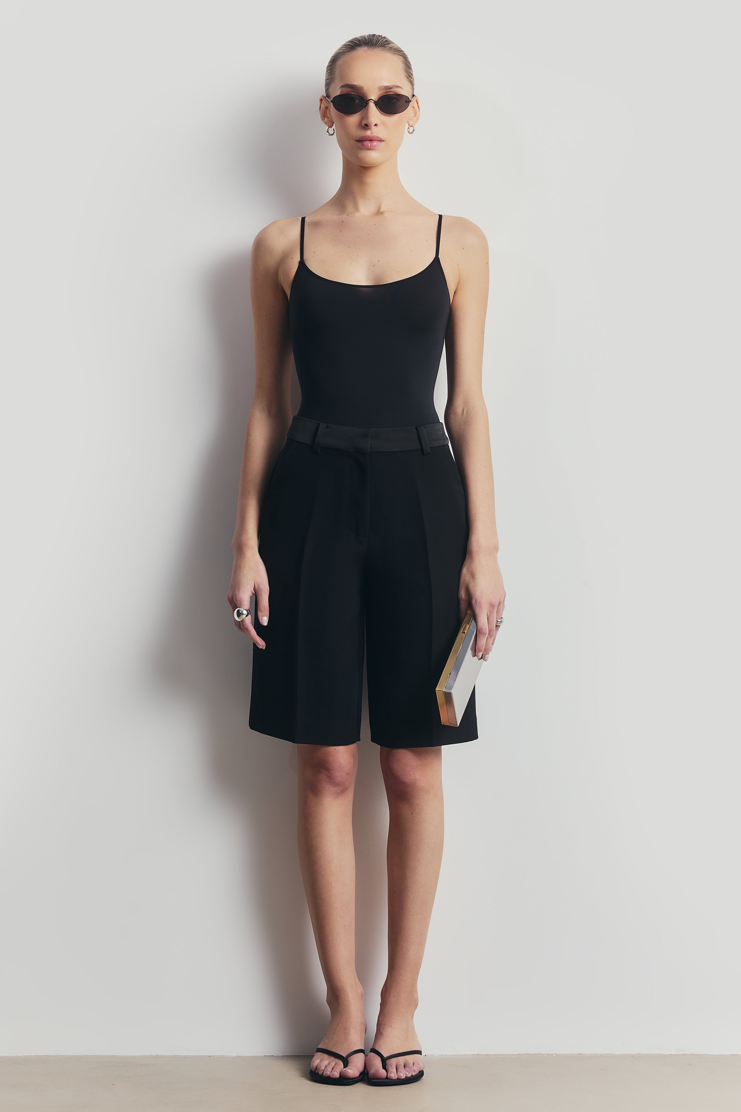 Semi Sheer Camisole Bodysuit - Black