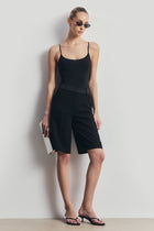 Semi Sheer Camisole Bodysuit - Black