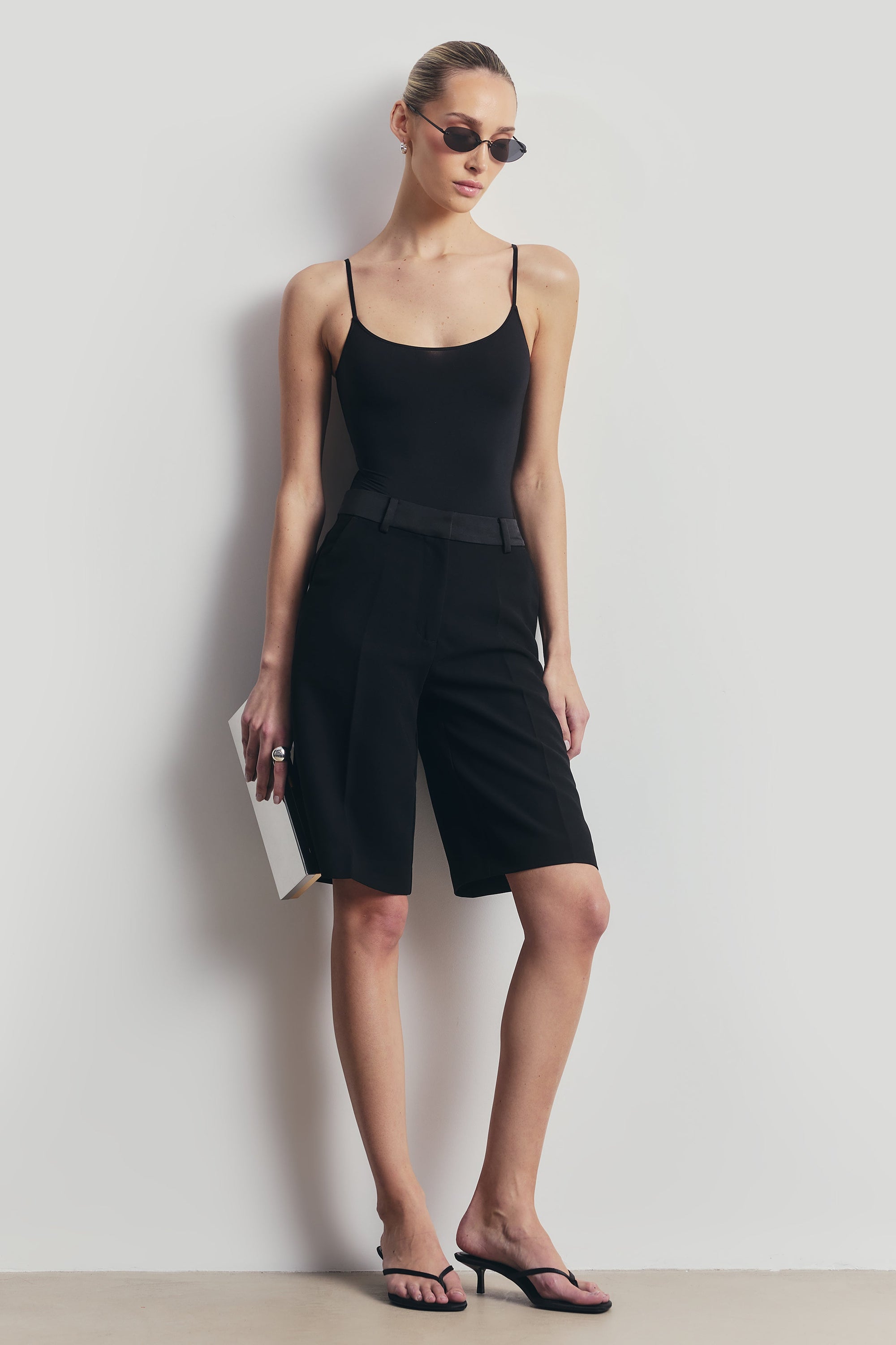 Semi Sheer Camisole Bodysuit - Black