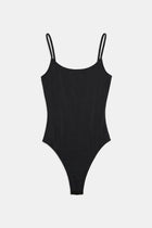 Semi Sheer Camisole Bodysuit - Black