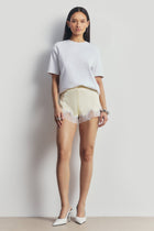 Satin Lace Detail Shorts - Buttermilk/White