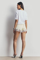 Satin Lace Detail Shorts - Buttermilk/White