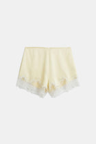 Satin Lace Detail Shorts - Buttermilk/White