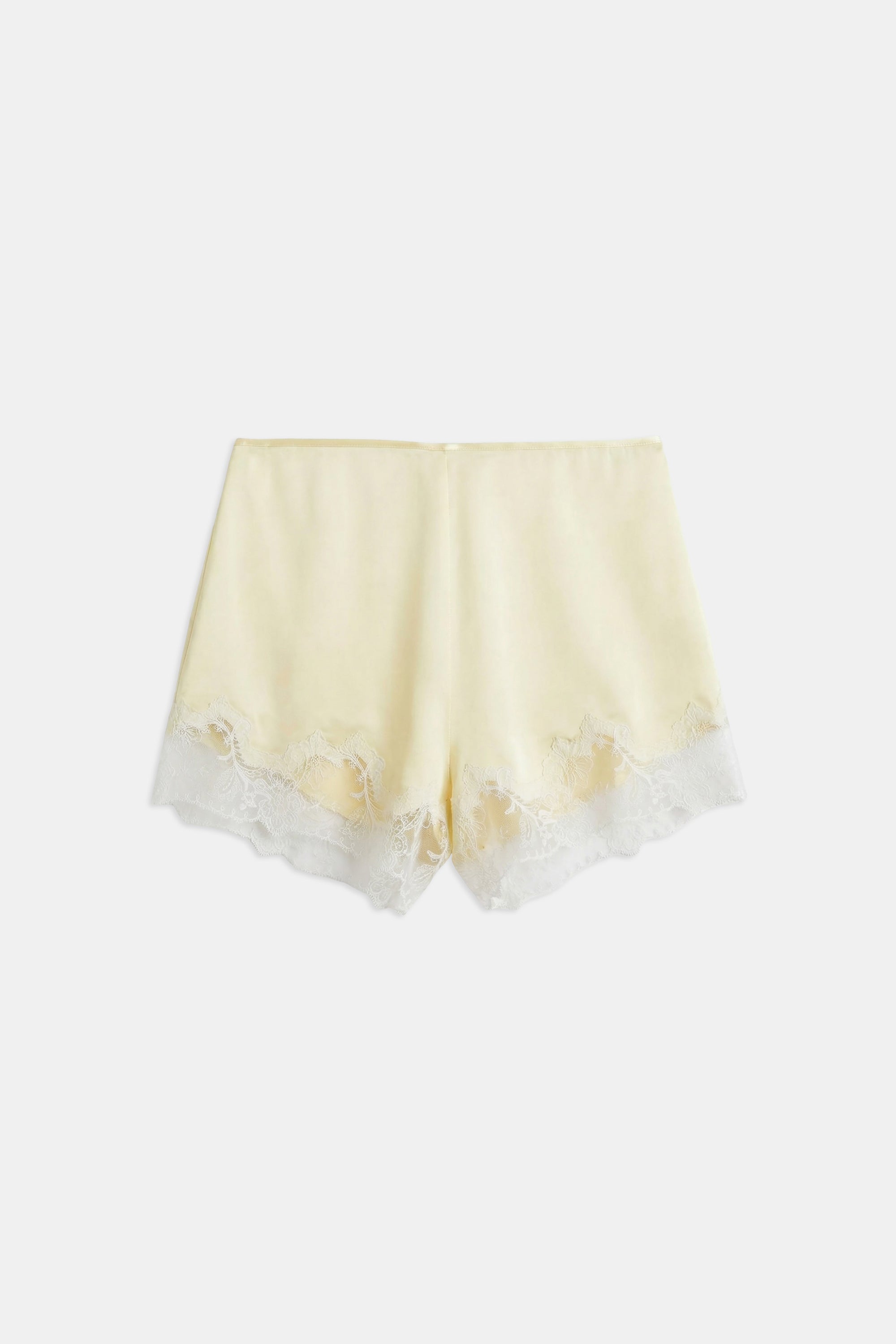 Satin Lace Detail Shorts - Buttermilk/White